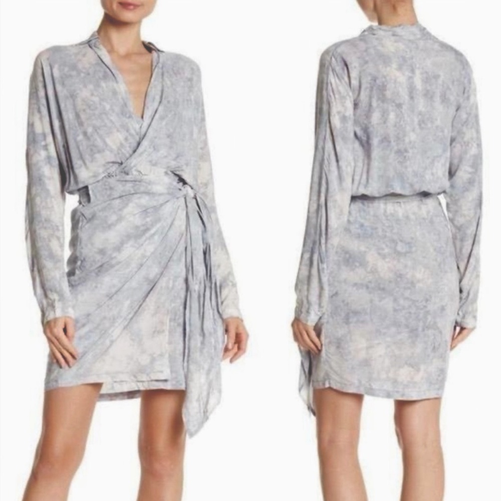 Young Fabulous & Broke Raine Tie Dye Wrap Gray Mini Dress. Size Small.